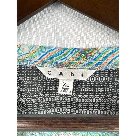 Women’s Cabi XL Multicolored Patterned Short Sleeve Blouse - Picture 4 of 5